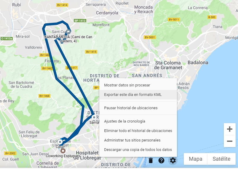Exportar ruta de Google map