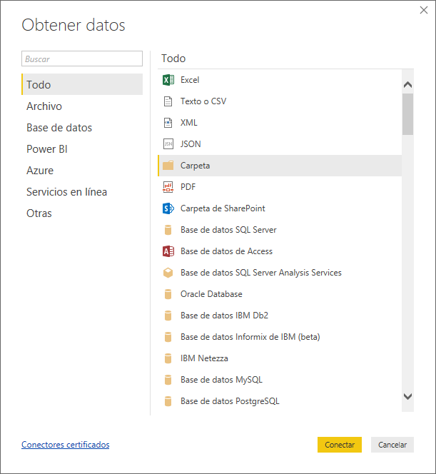 Obtener datos de carpeta