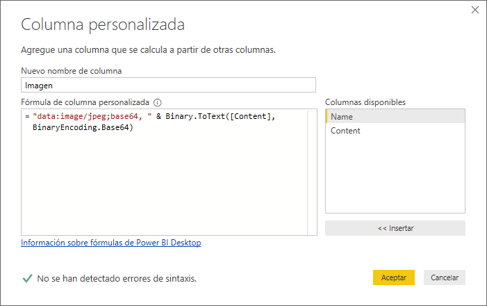 Columna personalizada añadida
