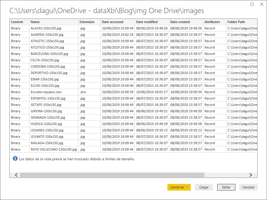 Navegador con las imágenes