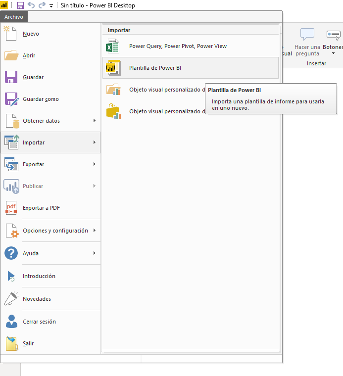 Importar plantilla de Power BI