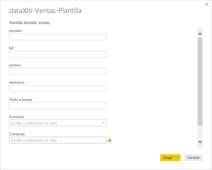 Escribir valores de parámetros de consulta de la plantilla