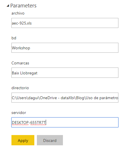 Modificar el valor de los parámetros de consulta en el servicio Power BI