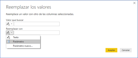 Reemplazar valores usando parámetro