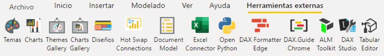 Barra de herramientas externas Power BI Desktop