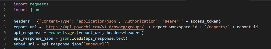 Código Python para obtener un Embed URL con la API REST de Power BI