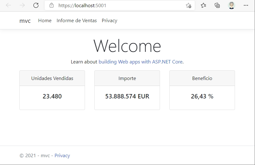 Aplicación web MVC con .NET que ejecuta una consulta DAX sobre un modelo de datos de Power BI
