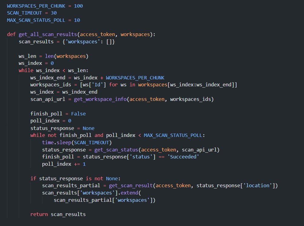 Flujo para hacer escaneo completo con la Scanner API de Power BI