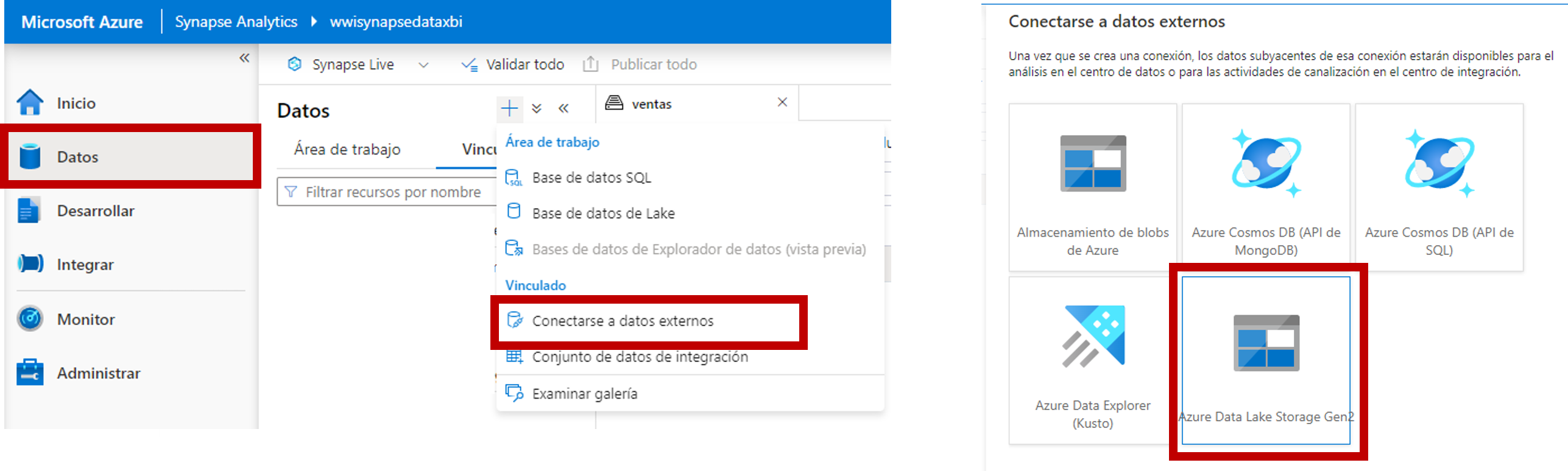 Vincular un Data Lake con un área de trabajo de Synapse