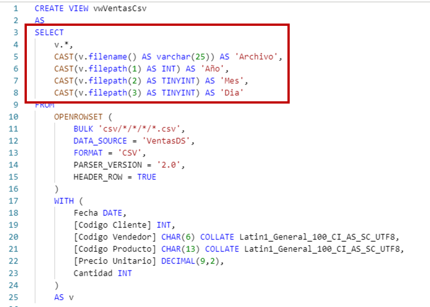 Explicando el bloque SELECT de la vista
