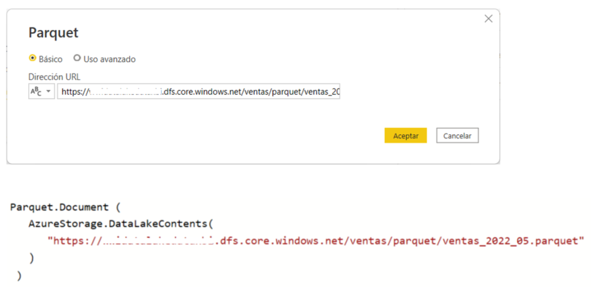 Conector Parquet de Power BI con Azure Data Lake