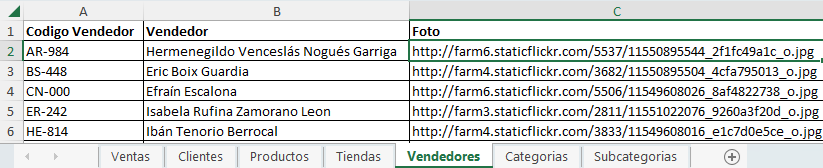 dataXbi - Excel - Hoja Vendedores