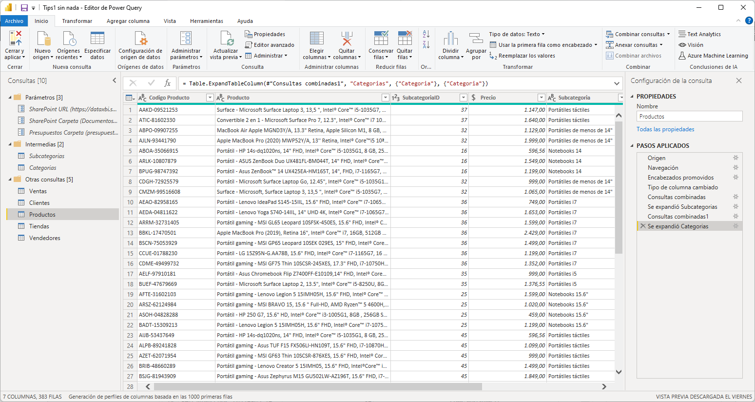 dataXbi - Consulta Productos