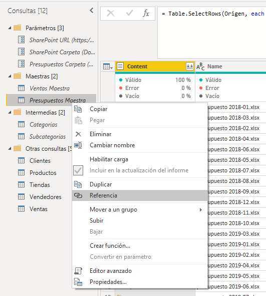 dataXbi Referenciar Consulta Presupuestos Maestra