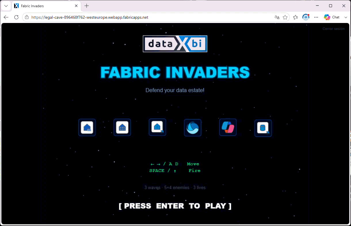 Clip con una partida de Fabric Invaders