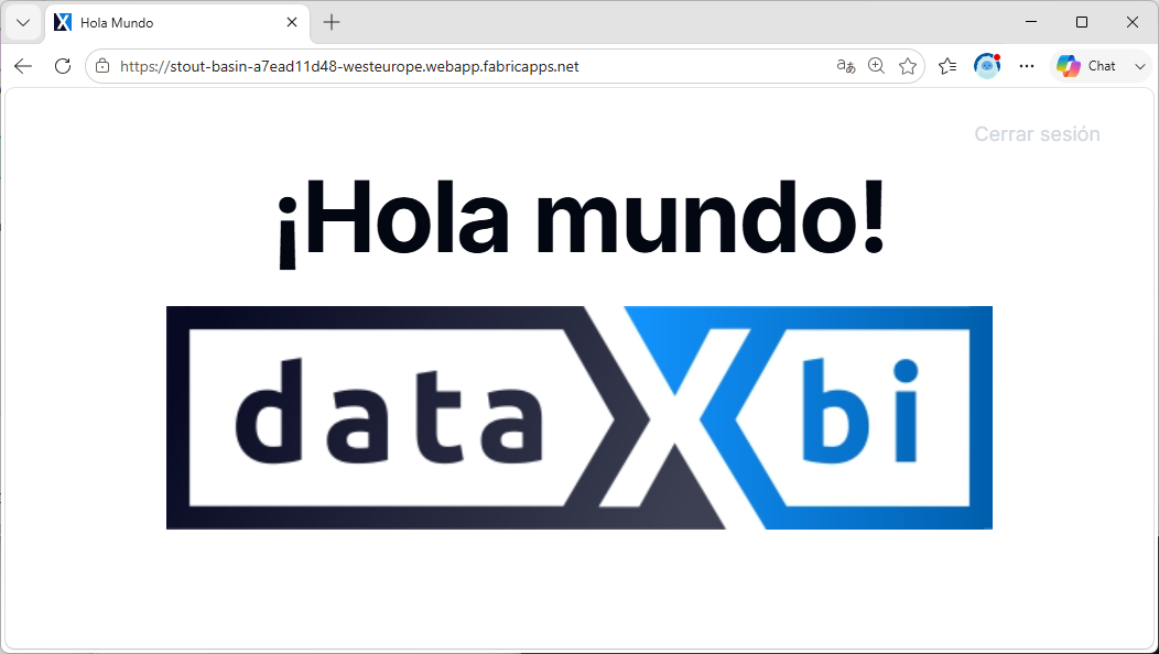 Pantallazo de mi Fabric App Hola Mundo