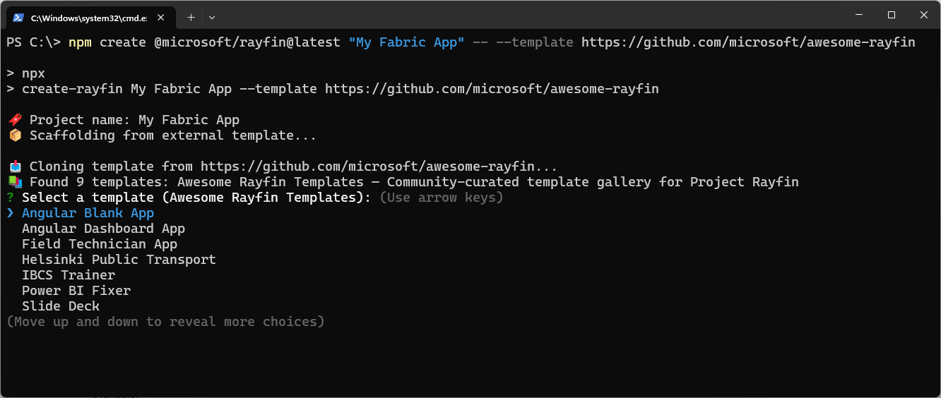 Utilizando las plantillas de la comunidad con Rayfin CLI