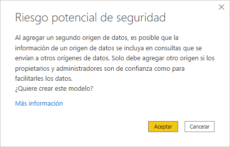 dataXbi - Mensaje advertencia al agregar segundo origen