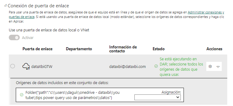 dataXbi conexion GTW consulta maestra